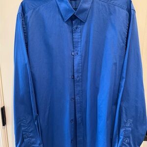 Versace Men's Royal Blue Dress Shirt